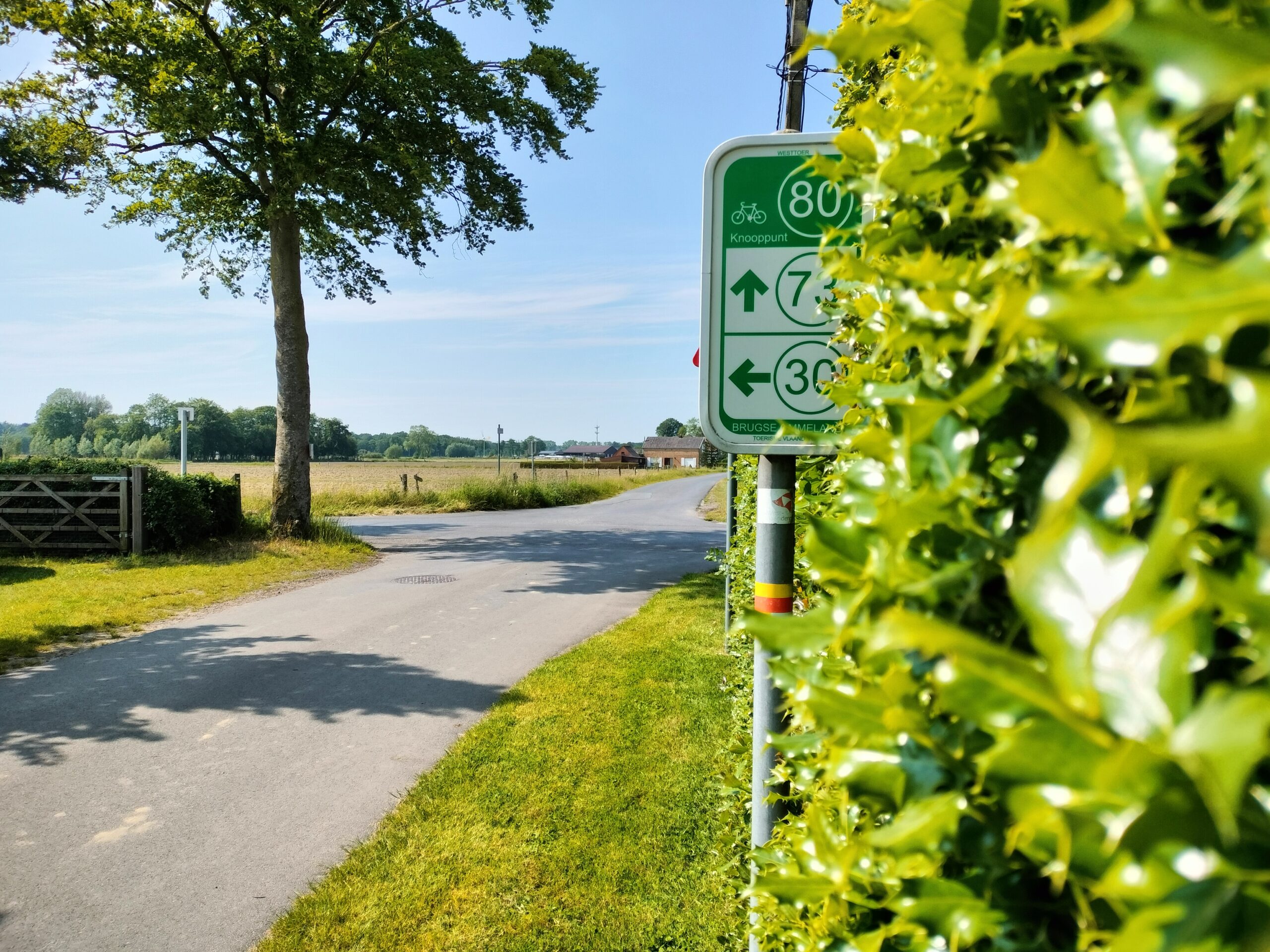 Foto van een bord van fietsknooppunt 80